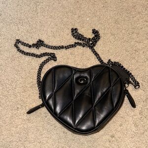 Coach Black Quilted Heart-Shaped Crossbody Bag